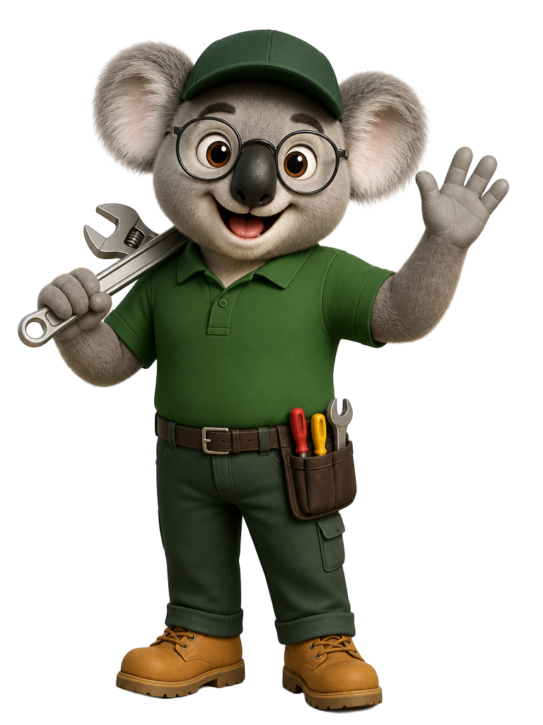 Greener Upgrade mascot holding a spanner